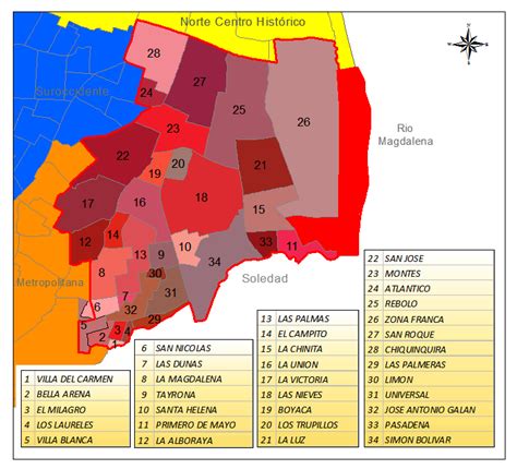 barrios de barranquilla mapa